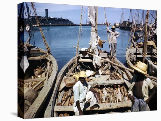 December 1946: Fishermen at in Port Au Prince Harbor in Haiti-Eliot Elisofon-Stretched Canvas