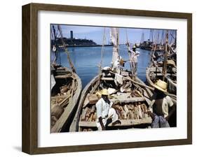 December 1946: Fishermen at in Port Au Prince Harbor in Haiti-Eliot Elisofon-Framed Photographic Print