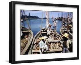 December 1946: Fishermen at in Port Au Prince Harbor in Haiti-Eliot Elisofon-Framed Photographic Print