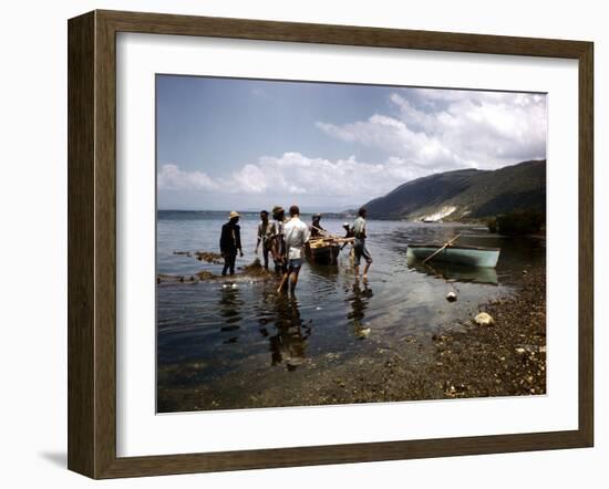 December 1946: Fishermen at Kingston Harbor in Jamaica-Eliot Elisofon-Framed Photographic Print