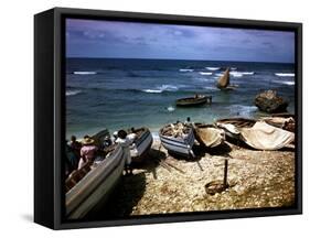 December 1946: Fishing Fleet at Bathsheba, Barbados-Eliot Elisofon-Framed Stretched Canvas