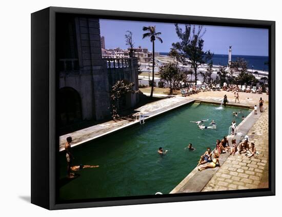 December 1946: Guests Swimming at the Pool at the Hotel Nacional in Havana, Cuba-Eliot Elisofon-Framed Stretched Canvas