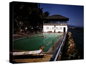 December 1946: Guests Swimming in the Pool at Myrtle Bank Hotel in Kingston, Jamaica-Eliot Elisofon-Stretched Canvas
