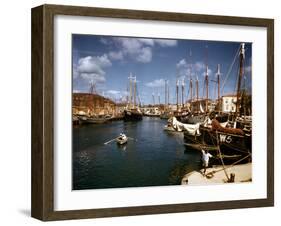 December 1946: Harbor Police in a Row Boat in Bridgetown Harbor, Barbados-Eliot Elisofon-Framed Photographic Print