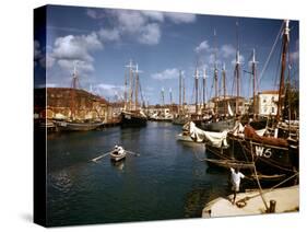 December 1946: Harbor Police in a Row Boat in Bridgetown Harbor, Barbados-Eliot Elisofon-Stretched Canvas