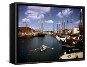 December 1946: Harbor Police in the Rowboat in Bridgetown Harbor, Barbados-Eliot Elisofon-Framed Stretched Canvas