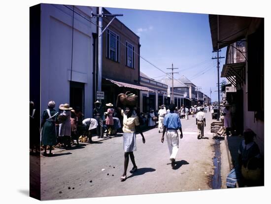 December 1946: Passersby at Market Street in Montego Bay, Jamaica-Eliot Elisofon-Stretched Canvas