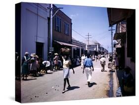 December 1946: Passersby at Market Street in Montego Bay, Jamaica-Eliot Elisofon-Stretched Canvas