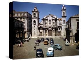 December 1946: Street Scene in Front of Columbus Cathedral in Havana, Cuba-Eliot Elisofon-Stretched Canvas