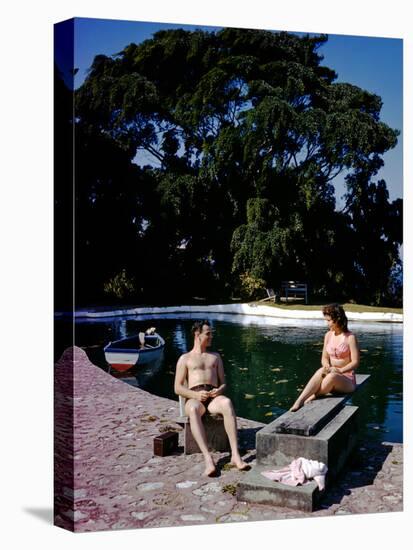 December 1946: Swimmers Relaxing by the Pool at Shaw Park Resort Hotel in Ocho Rios, Jamaica-Eliot Elisofon-Stretched Canvas