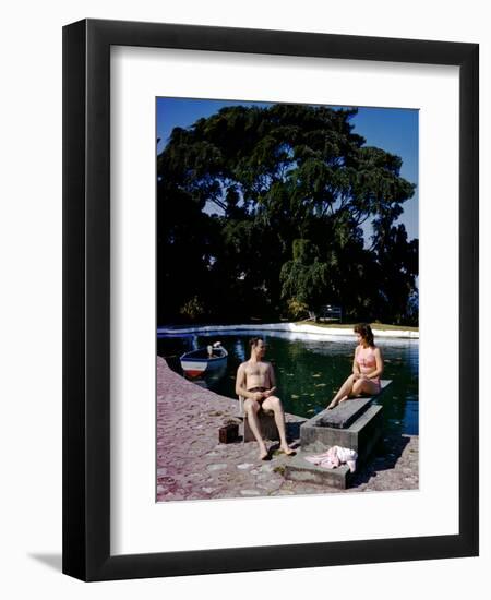 December 1946: Swimmers Relaxing by the Pool at Shaw Park Resort Hotel in Ocho Rios, Jamaica-Eliot Elisofon-Framed Photographic Print