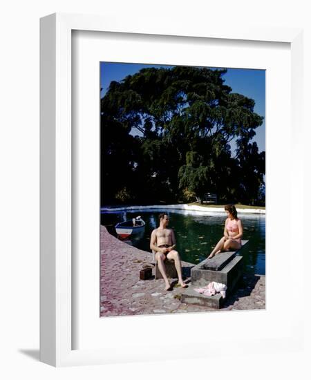 December 1946: Swimmers Relaxing by the Pool at Shaw Park Resort Hotel in Ocho Rios, Jamaica-Eliot Elisofon-Framed Photographic Print