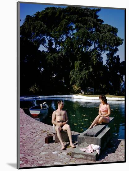 December 1946: Swimmers Relaxing by the Pool at Shaw Park Resort Hotel in Ocho Rios, Jamaica-Eliot Elisofon-Mounted Photographic Print