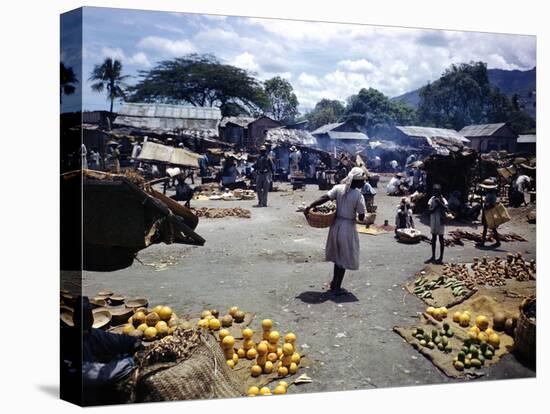 December 1946: Vendors at an Open Air Market at Petionville, Haiti-Eliot Elisofon-Stretched Canvas