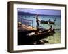 December 1946: Woman and Fishermen at Doctor's Cave Beach in Montego Bay, Jamaica-Eliot Elisofon-Framed Photographic Print