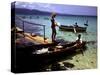 December 1946: Woman and Fishermen at Doctor's Cave Beach in Montego Bay, Jamaica-Eliot Elisofon-Stretched Canvas