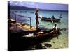 December 1946: Woman and Fishermen at Doctor's Cave Beach in Montego Bay, Jamaica-Eliot Elisofon-Stretched Canvas