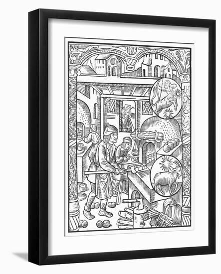 December, from the 'Almanach Des Bergers', 1491 (Xylograph) (B/W Photo)-Pierre Le Rouge-Framed Giclee Print