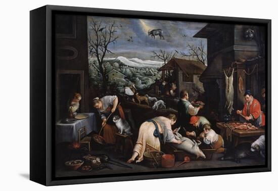 December (From the Series 'The Seasons), Late 16th or Early 17th Century-Leandro Bassano-Framed Stretched Canvas