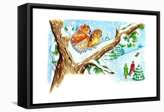 December Owls - Jack & Jill-Patricia Lynn-Framed Stretched Canvas