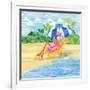 Deck Chair Flamingo-Paul Brent-Framed Art Print