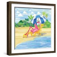 Deck Chair Flamingo-Paul Brent-Framed Art Print