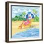 Deck Chair Flamingo-Paul Brent-Framed Art Print