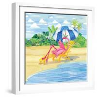 Deck Chair Flamingo-Paul Brent-Framed Art Print