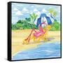 Deck Chair Flamingo-Paul Brent-Framed Stretched Canvas