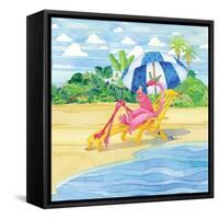 Deck Chair Flamingo-Paul Brent-Framed Stretched Canvas
