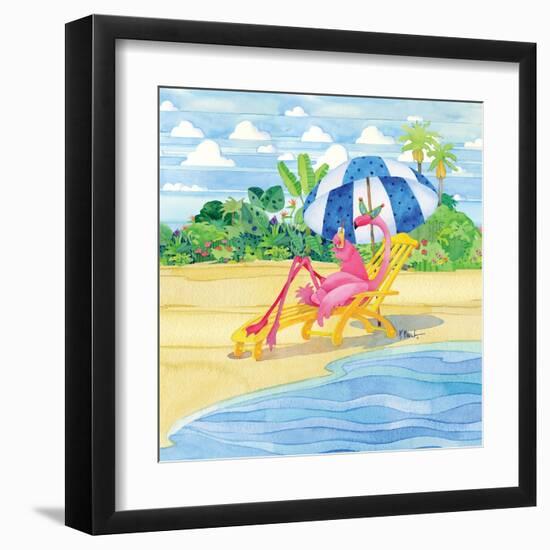 Deck Chair Flamingo-Paul Brent-Framed Art Print