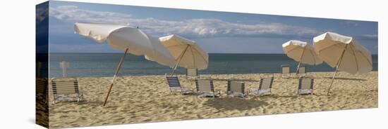 Deck Chairs and Beach Umbrellas on the Beach, Jetties Beach, Nantucket, Massachusetts, USA-null-Stretched Canvas
