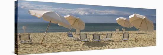 Deck Chairs and Beach Umbrellas on the Beach, Jetties Beach, Nantucket, Massachusetts, USA-null-Stretched Canvas