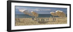 Deck Chairs and Beach Umbrellas on the Beach, Jetties Beach, Nantucket, Massachusetts, USA-null-Framed Photographic Print