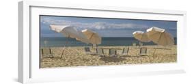 Deck Chairs and Beach Umbrellas on the Beach, Jetties Beach, Nantucket, Massachusetts, USA-null-Framed Photographic Print