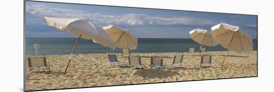 Deck Chairs and Beach Umbrellas on the Beach, Jetties Beach, Nantucket, Massachusetts, USA-null-Mounted Photographic Print