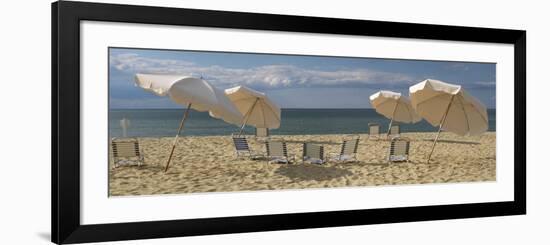 Deck Chairs and Beach Umbrellas on the Beach, Jetties Beach, Nantucket, Massachusetts, USA-null-Framed Photographic Print