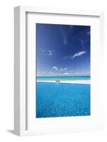 Deck chairs and infinity pool over amazing tropical lagoon, The Maldives, Indian Ocean, Asia-Sakis Papadopoulos-Framed Photographic Print