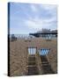 Deck Chairs and Pier, Brighton Beach, Brighton, Sussex, England, United Kingdom-Ethel Davies-Stretched Canvas