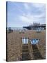 Deck Chairs and Pier, Brighton Beach, Brighton, Sussex, England, United Kingdom-Ethel Davies-Stretched Canvas