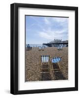 Deck Chairs and Pier, Brighton Beach, Brighton, Sussex, England, United Kingdom-Ethel Davies-Framed Photographic Print