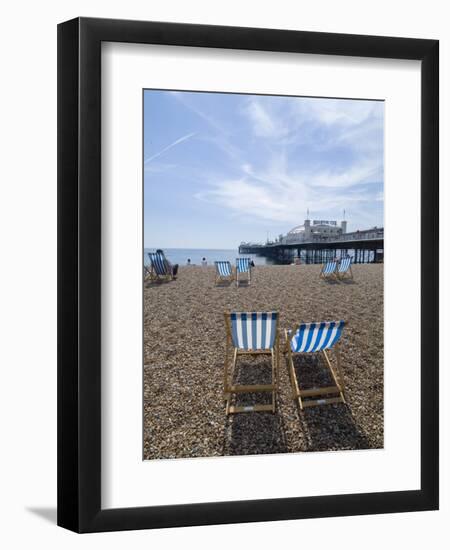 Deck Chairs and Pier, Brighton Beach, Brighton, Sussex, England, United Kingdom-Ethel Davies-Framed Photographic Print