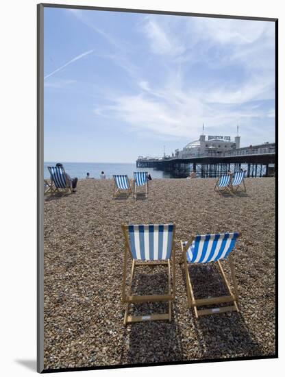 Deck Chairs and Pier, Brighton Beach, Brighton, Sussex, England, United Kingdom-Ethel Davies-Mounted Photographic Print