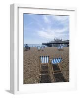 Deck Chairs and Pier, Brighton Beach, Brighton, Sussex, England, United Kingdom-Ethel Davies-Framed Photographic Print