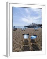 Deck Chairs and Pier, Brighton Beach, Brighton, Sussex, England, United Kingdom-Ethel Davies-Framed Photographic Print