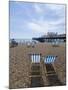 Deck Chairs and Pier, Brighton Beach, Brighton, Sussex, England, United Kingdom-Ethel Davies-Mounted Photographic Print