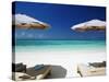 Deck Chairs and Tropical Beach, Maldives, Indian Ocean, Asia-Sakis Papadopoulos-Stretched Canvas