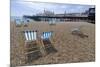 Deck chairs on the pebble beach in Brighton-Natalie Tepper-Mounted Photo