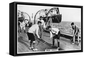 Deck Hockey on Board the Battleship HMS 'Nelson, 1937-null-Framed Stretched Canvas