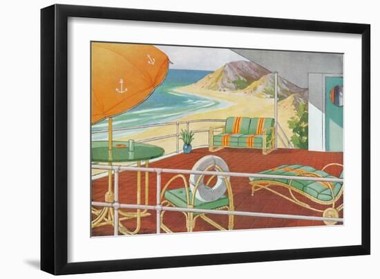 Deck Overlooking Beach-null-Framed Art Print